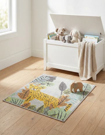 Gray Leopard Whimsy Kids Rug