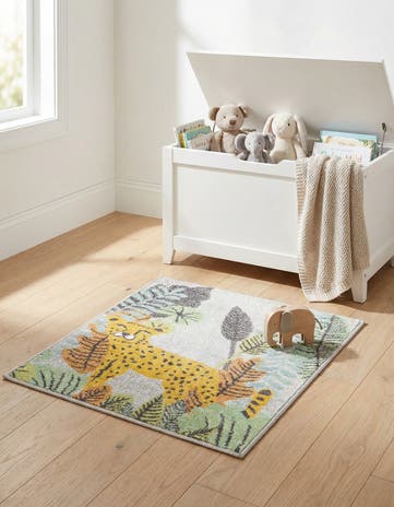 Gray Leopard Whimsy Kids Rug