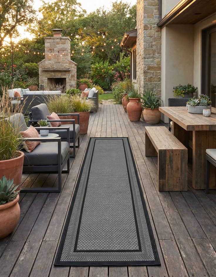 Detail image of 2' x 8' Washable Border Indoor / Outdoor Runner Rug