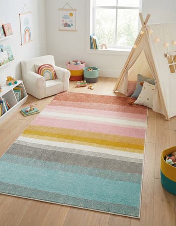 4' x 6' Rainbow Stripes Whimsy Kids Rug