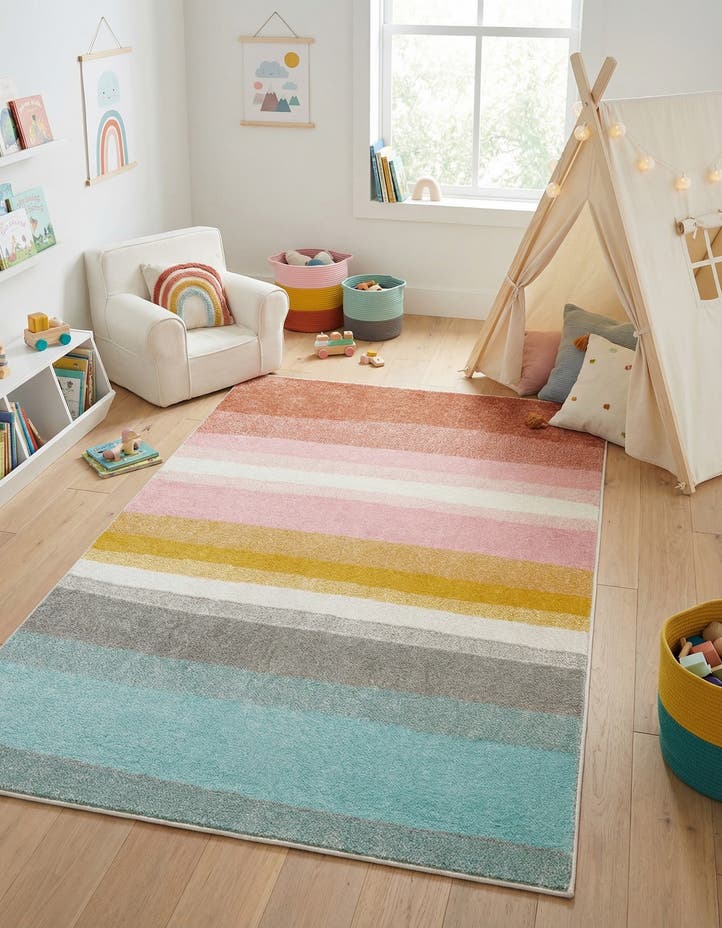 4' x 6' Rainbow Stripes Whimsy ...