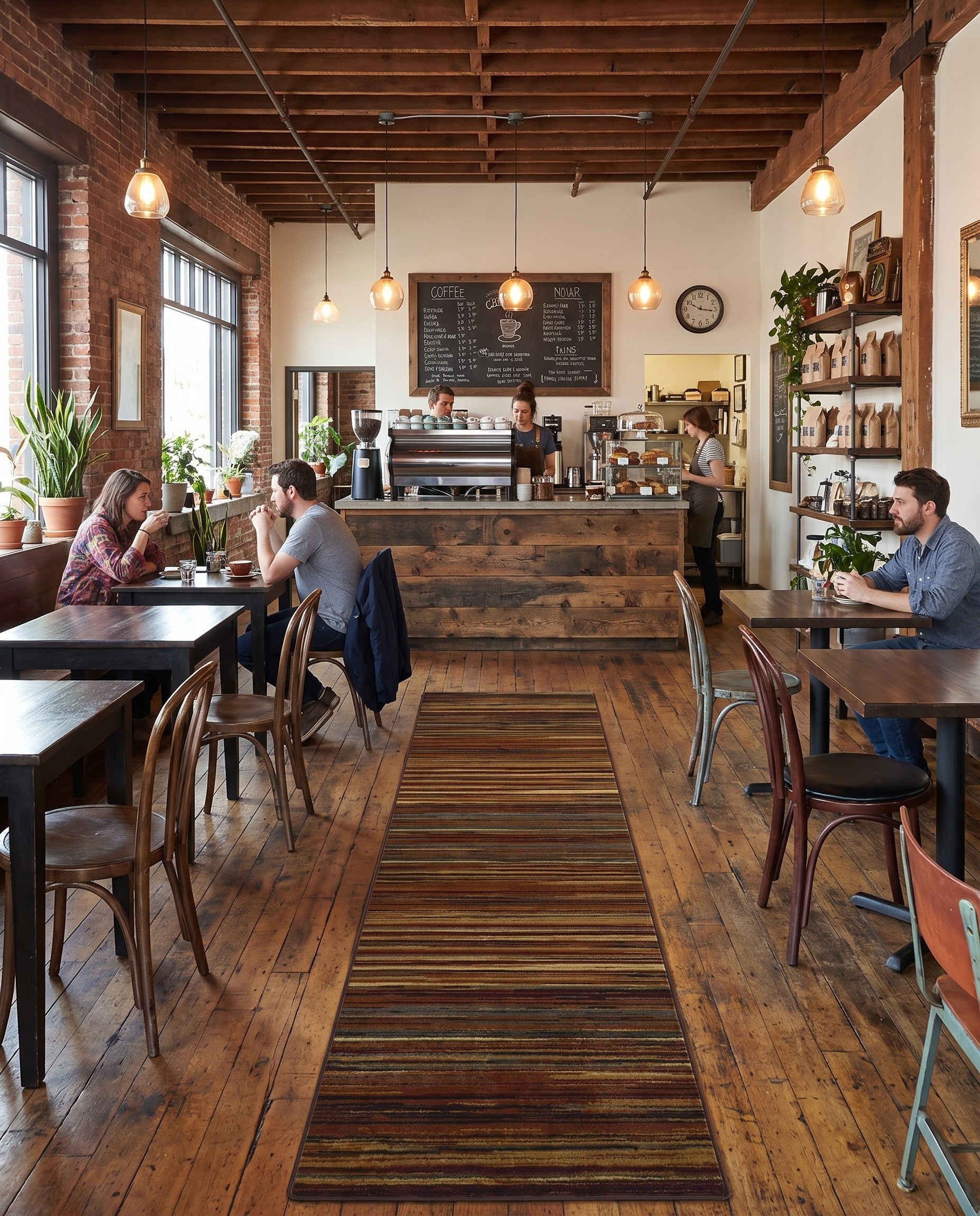 Beige Coffee Shop Runner Rug