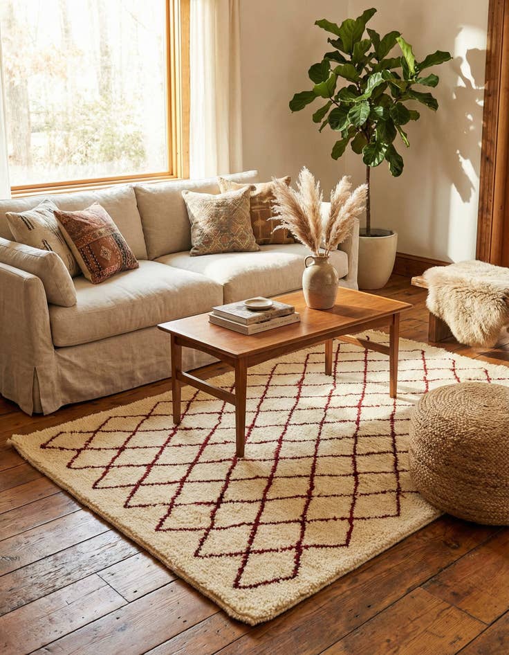 Detail image of 3' 6 x 5' Hand Knotted Moroccan Wool Rug