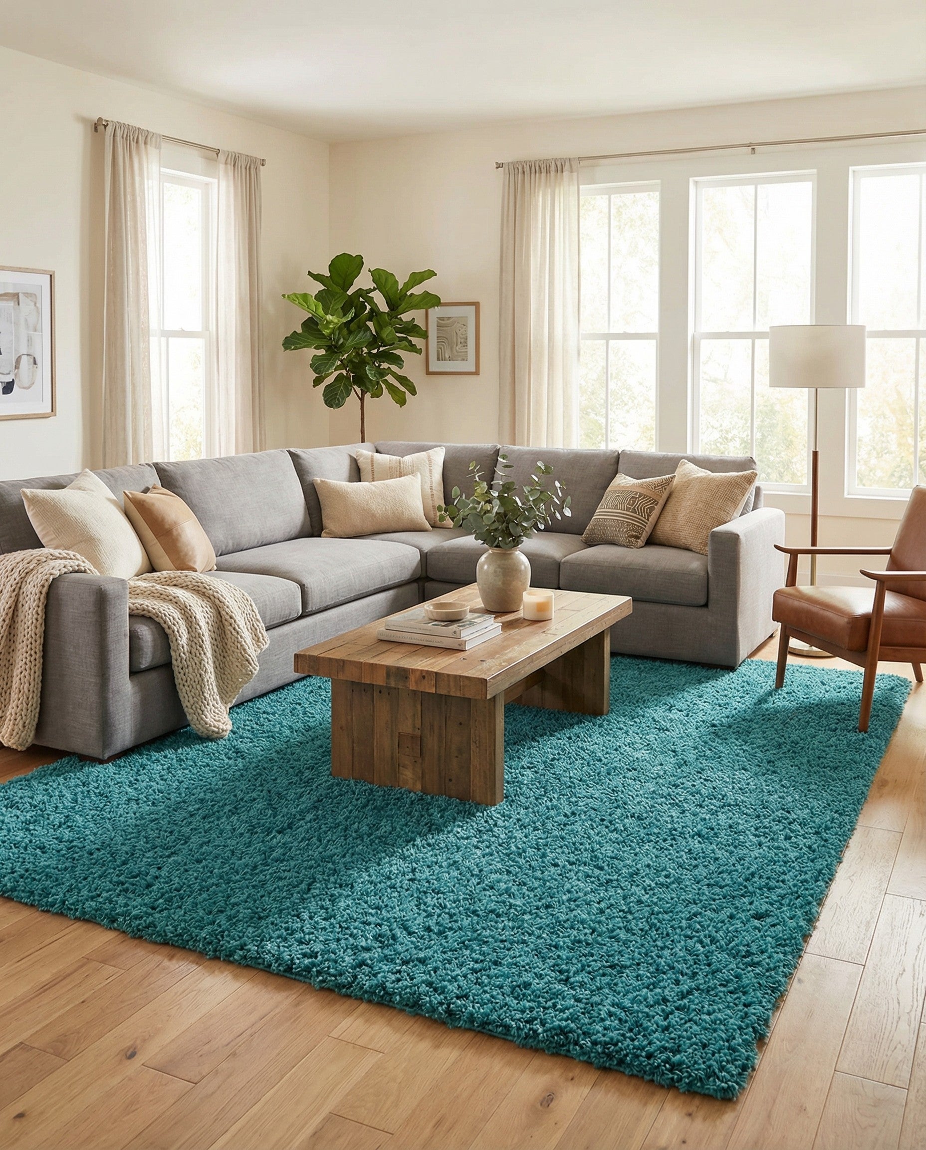 10' x 13' Solid Shag Rug