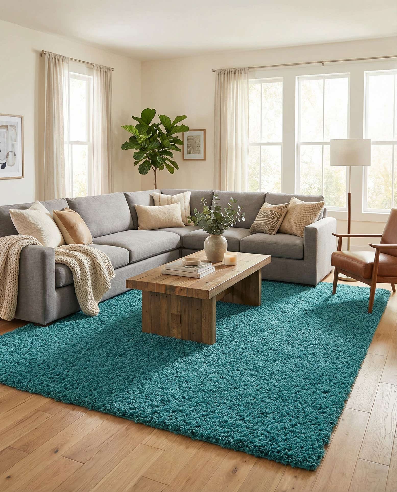 10' x 13' Solid Shag Rug
