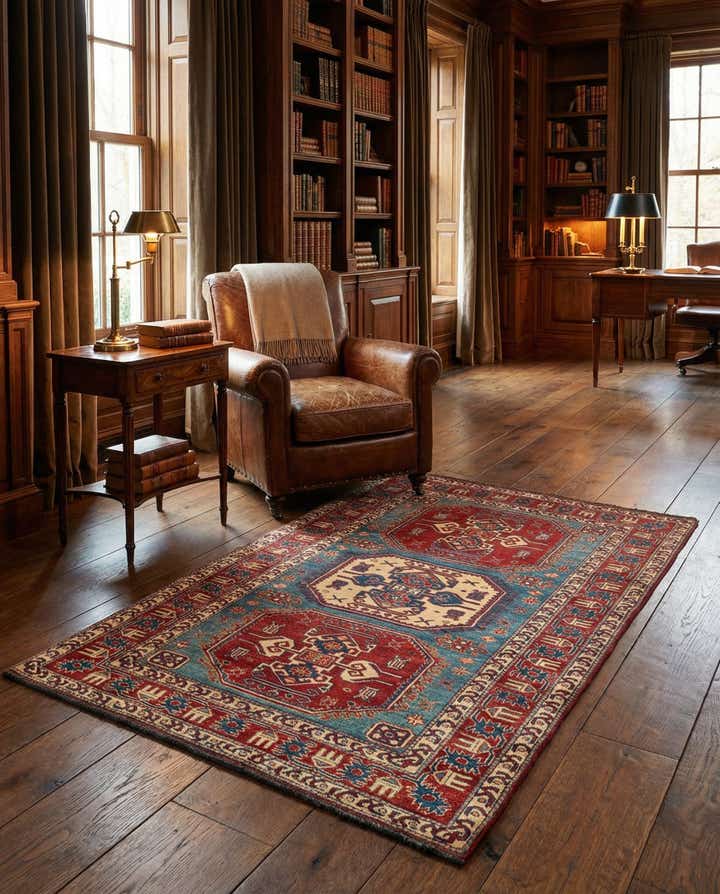 4' 1 x 5' 9 Hand Knotted Kazak Wool Rug