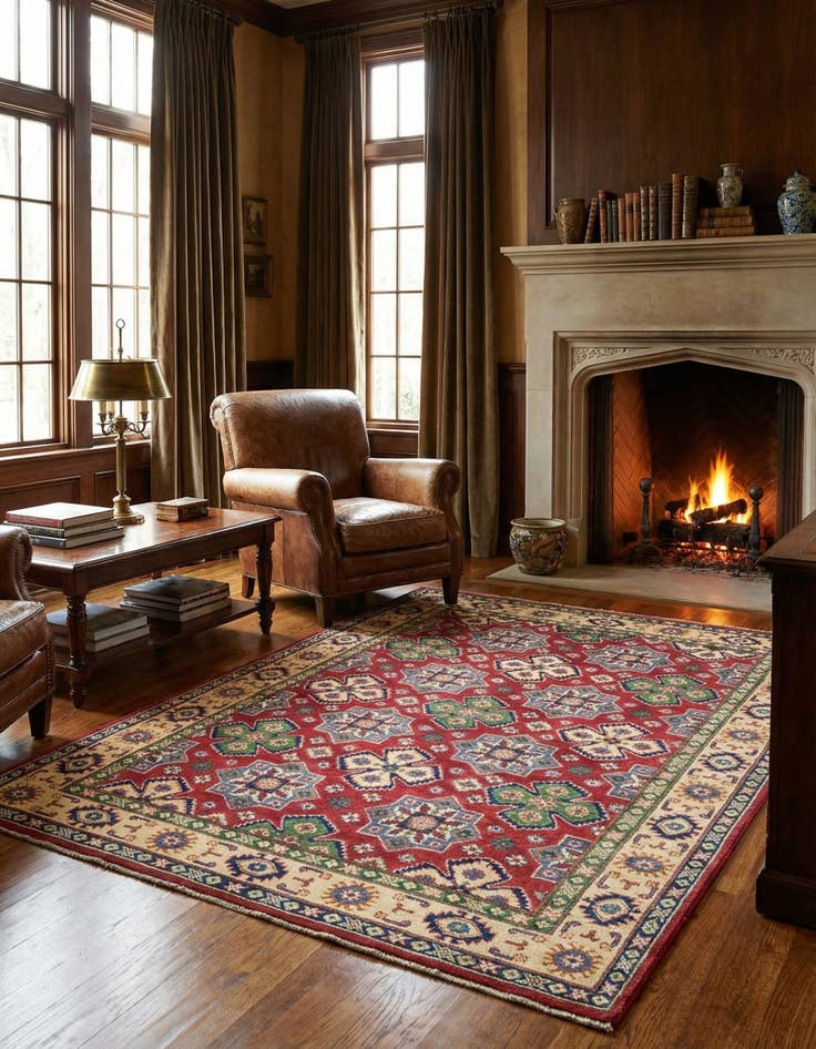 Detail image of 4' 9 x 6' 5 Hand Knotted Kazak Rug