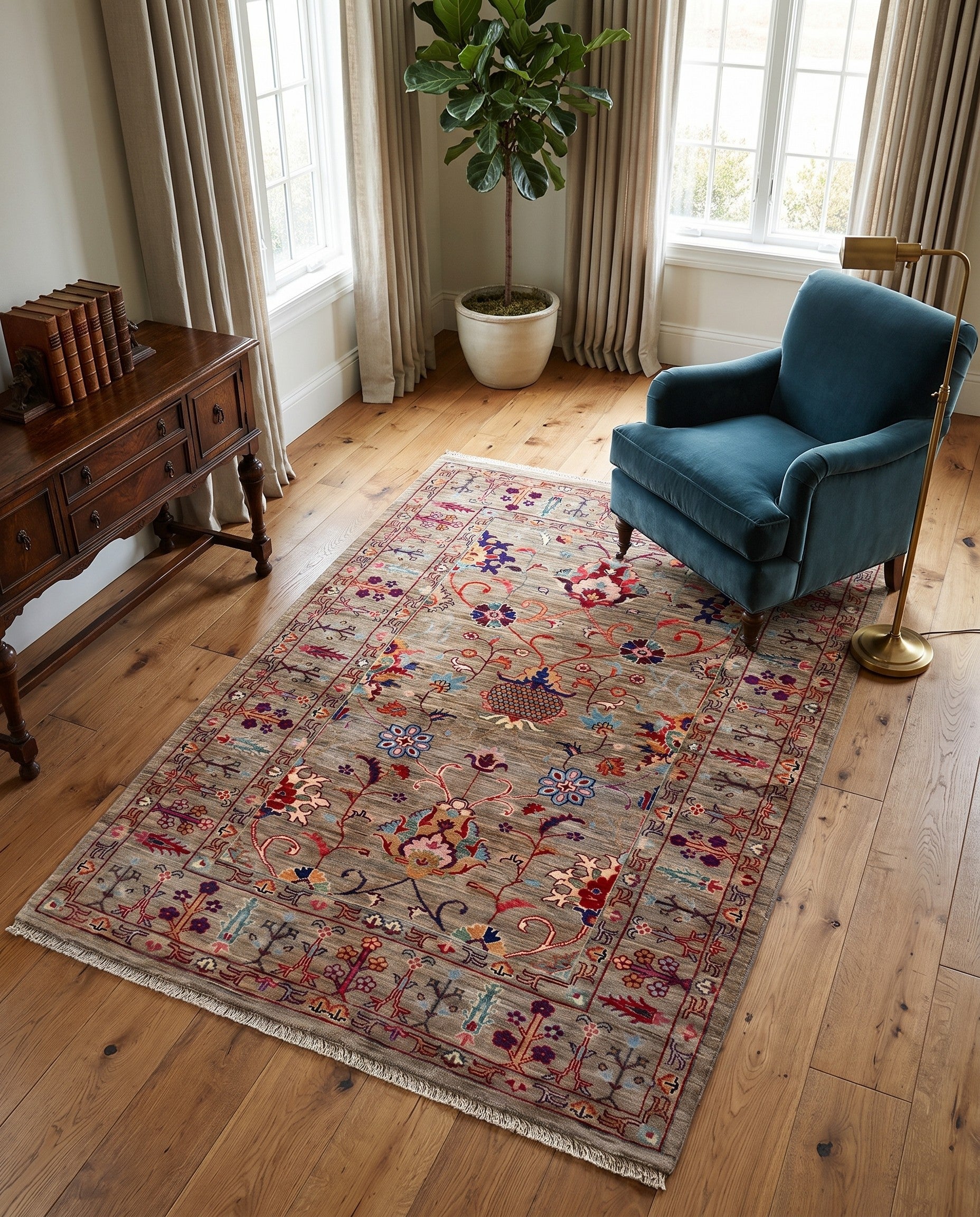 4' x 5' 10 Hand Knotted Ariana Ziegler Rug