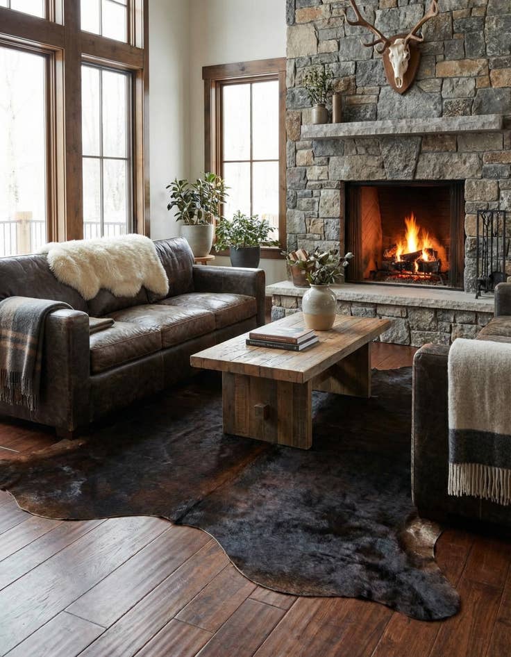 Detail image of 5' 11 x 6' 8 Cowhide Leather Rug