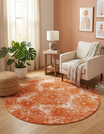 Orange Monte Carlo Round Rug