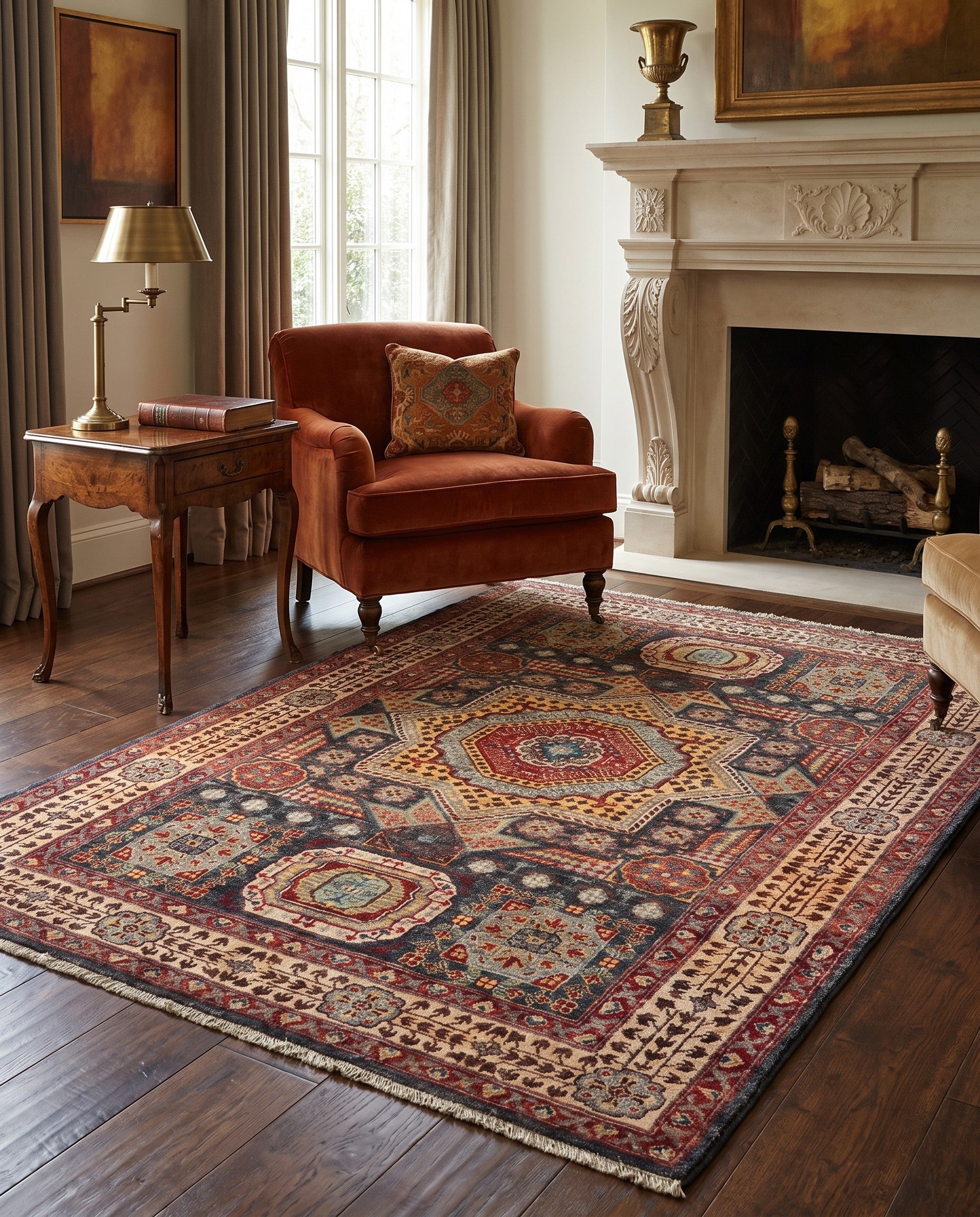 4' x 5' 10 Hand Knotted Mamluk Ziegler Rug