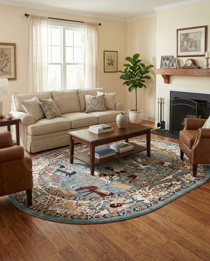 7' 10 x 10' Nain Design Oval Rug