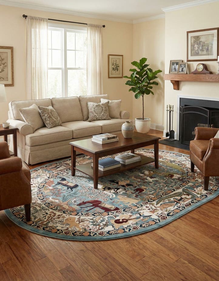 7' 10 x 10' Nain Design Oval Rug