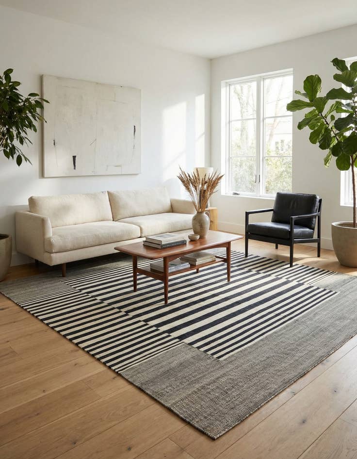 Detail image of 6' x 7' 8 Hand Woven Kilim Modern Wool Square Rug