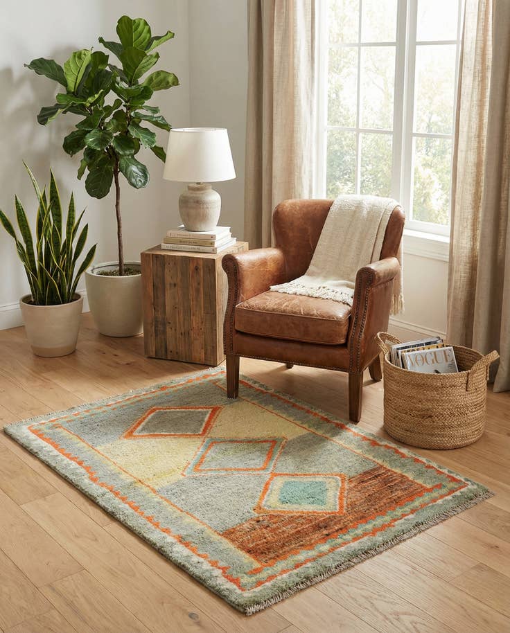 Detail image of 2' 8 x 3' 8 Hand Knotted Oushak Wool Rug
