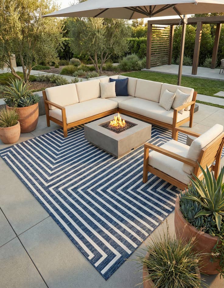 Detail image of 10' x 10'  Washable Modern Indoor / Outdoor Square Rug