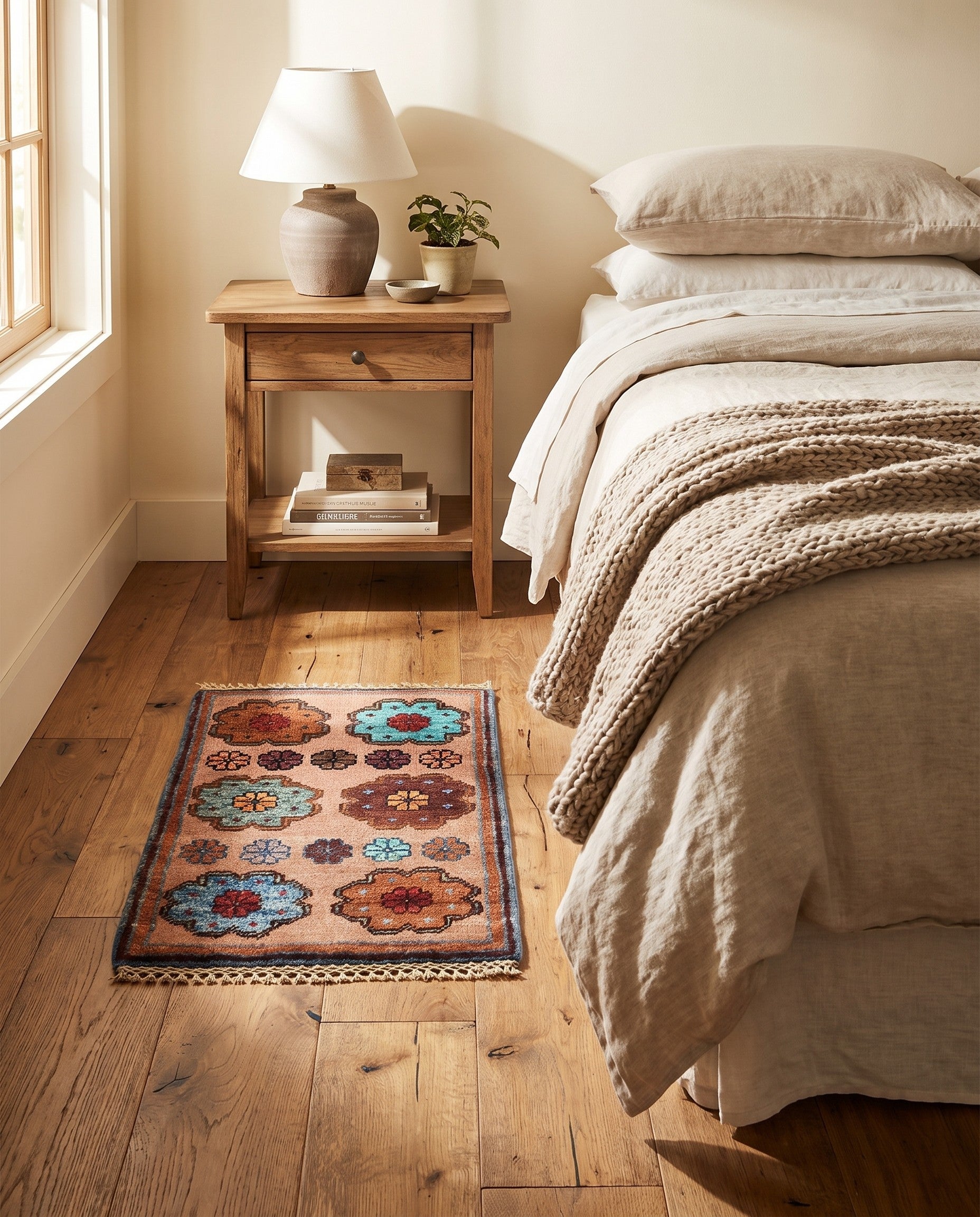 1' 4 x 2' Hand Knotted Ziegler Rug