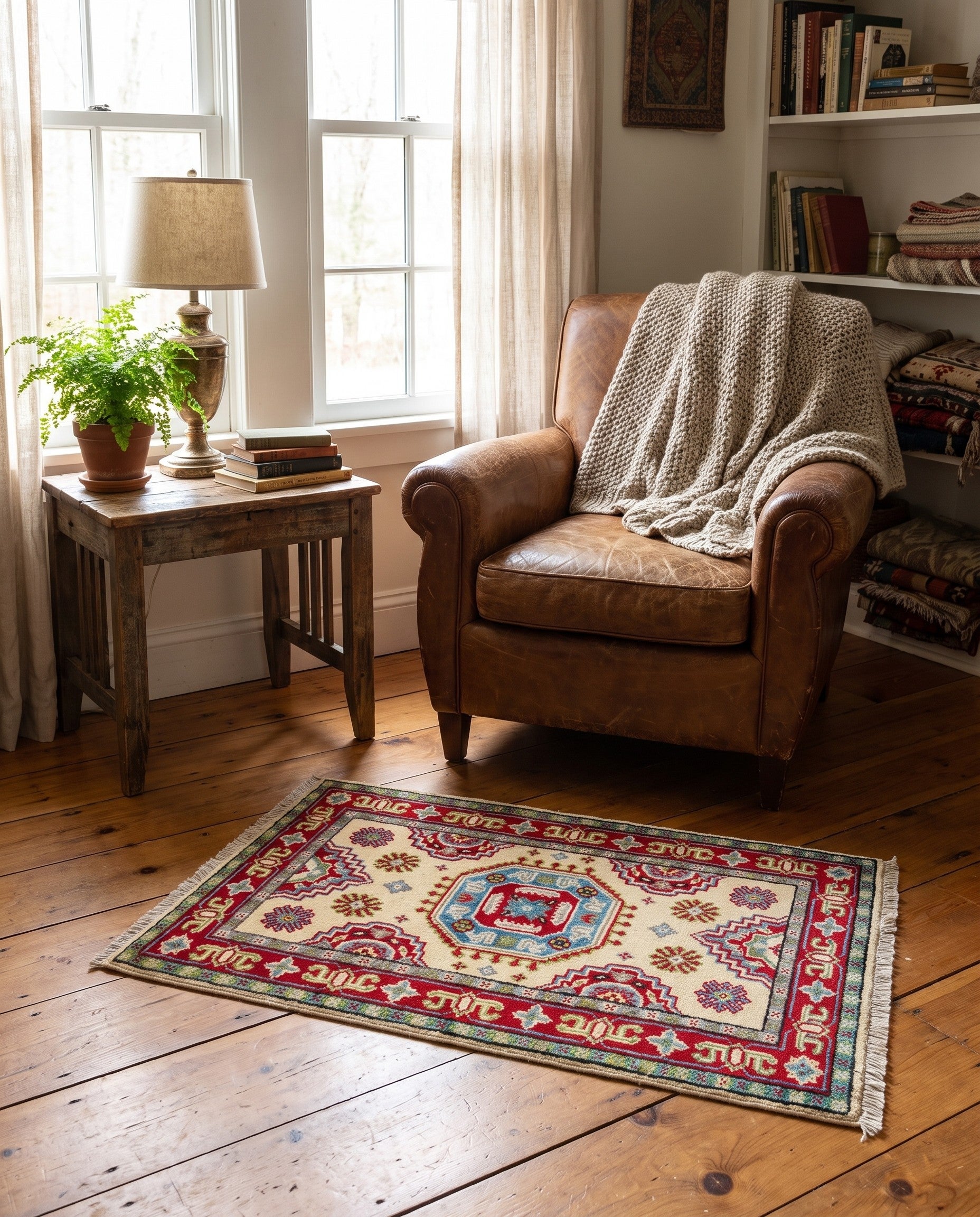 2' x 3' 1 Hand Knotted Kazak Rug