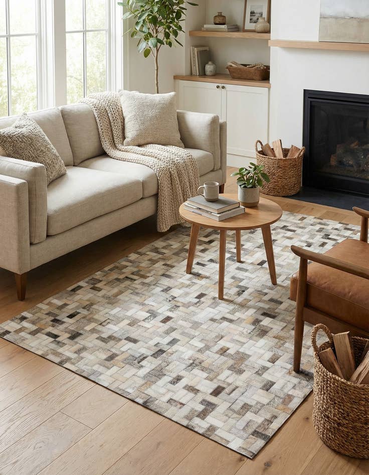 Detail image of 4' 1 x 5' 10 Cowhide Stocks Rug