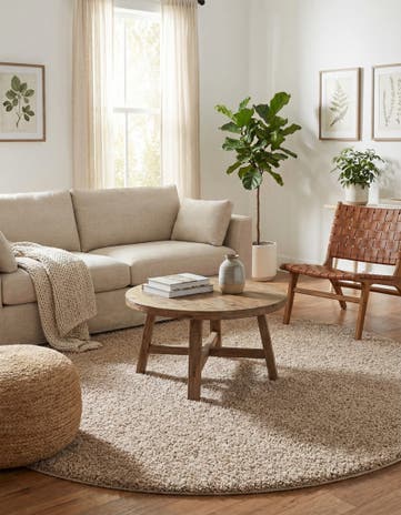 7' x 7' Solid Shag Round Rug