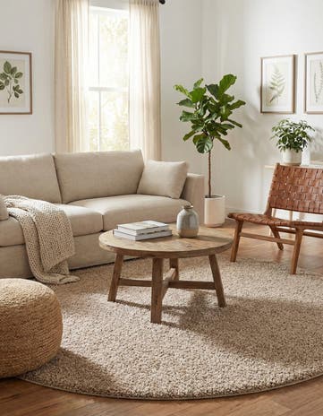 7' x 7' Solid Shag Round Rug