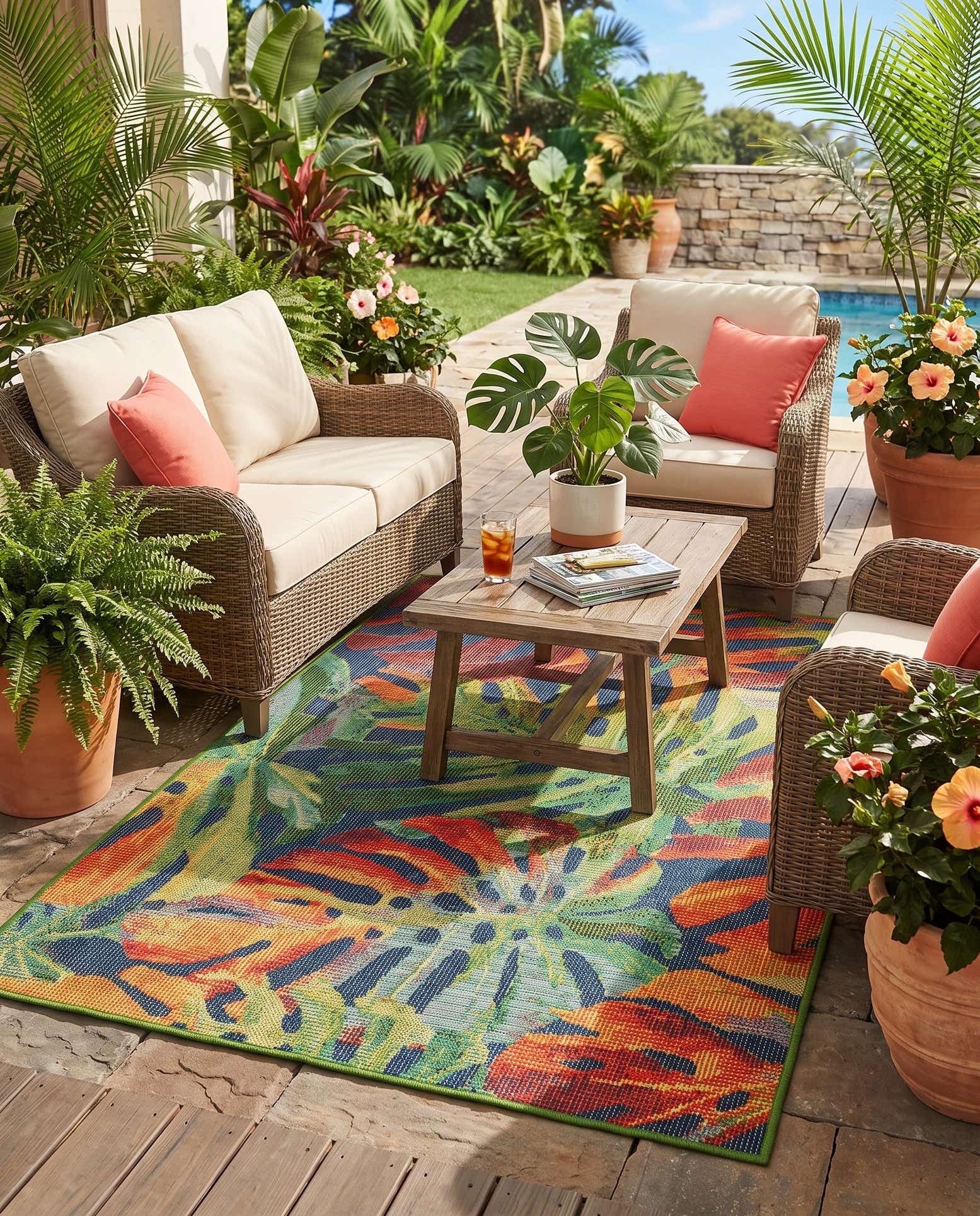 4' 1 x 6' 1 Easy-Clean Baja Indoor / Outdoor Rug