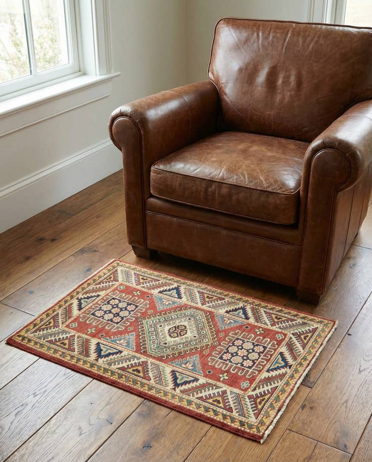 Detail image of 2' 9 x 4' Hand Knotted Kazak Rug