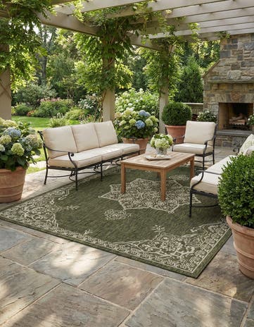 7' 10 x 10' Easy-Clean Traditional Indoor / Outdoor Rug