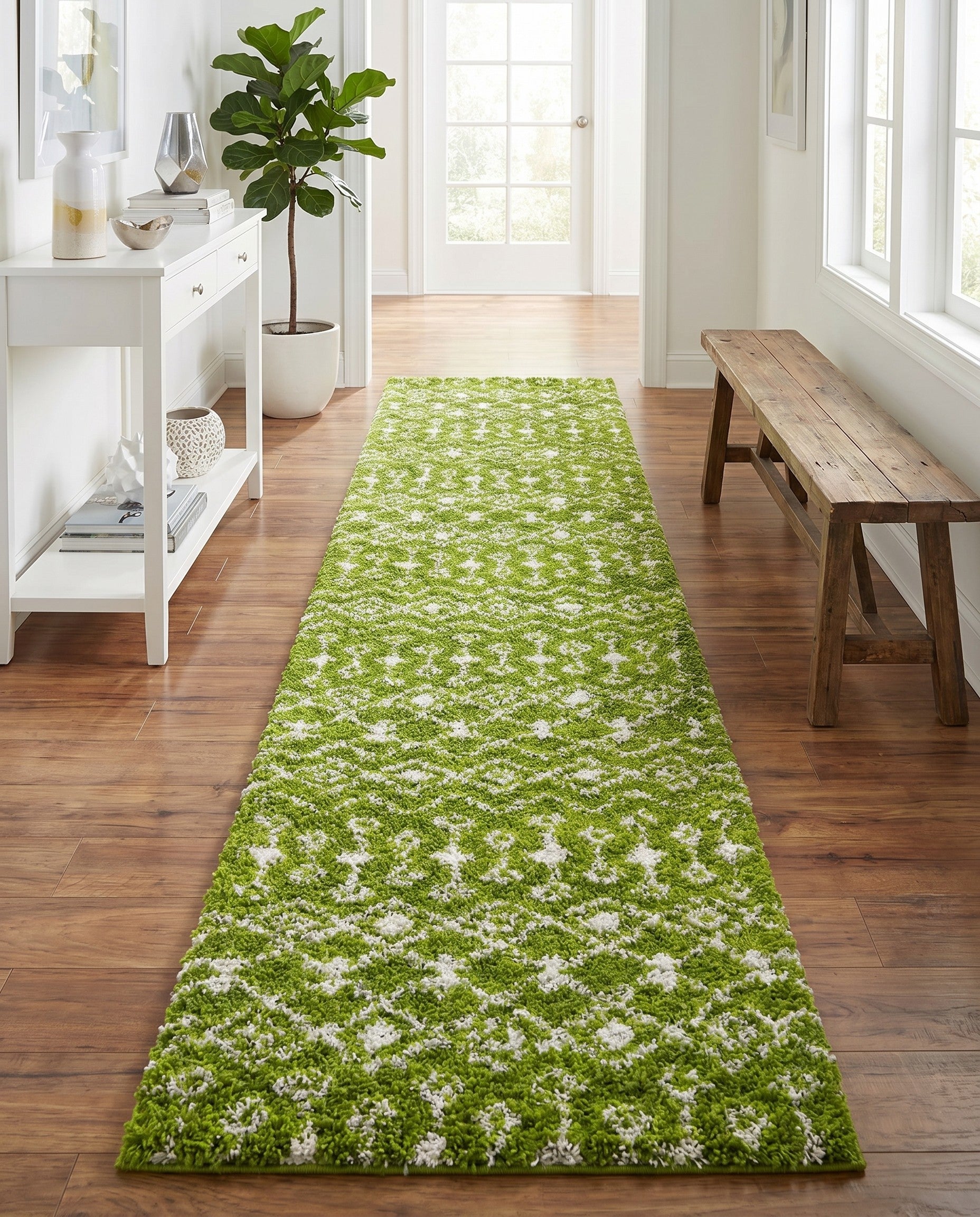3' 3 x 16' 5 Moroccan Trellis Shag Runner Rug