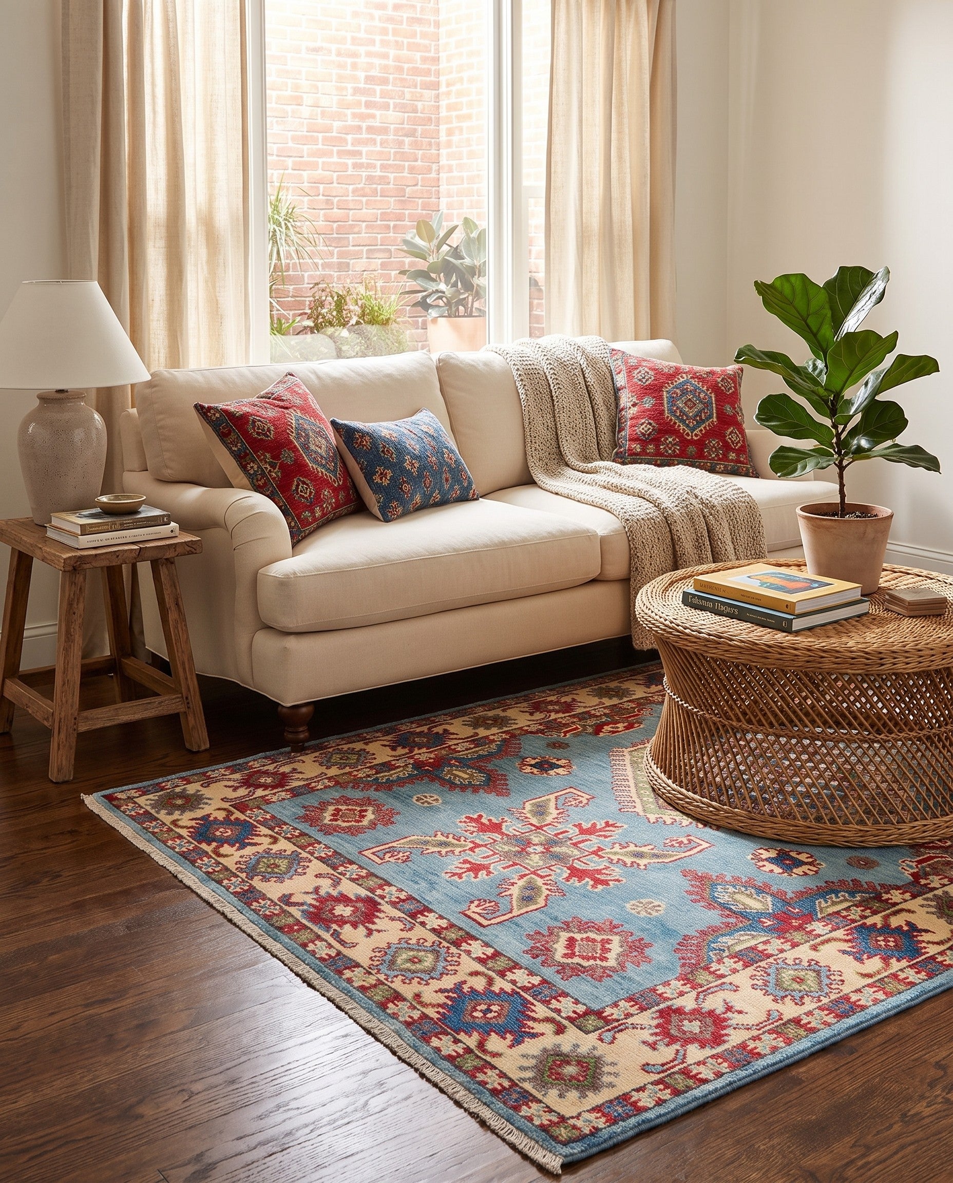 3' 5 x 5' Hand Knotted Kazak Rug