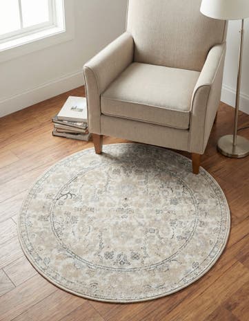 Ivory Oregon Round Rug