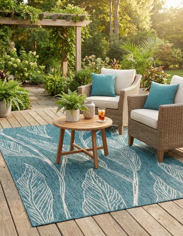 5' 3 x 8' Easy-Clean Botanical Indoor / Outdoor Rug