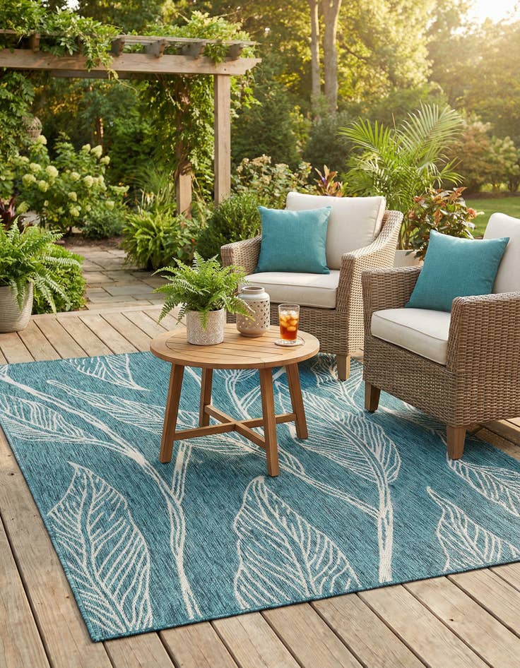 Detail image of 5' 3 x 8' Easy-Clean Botanical Indoor / Outdoor Rug