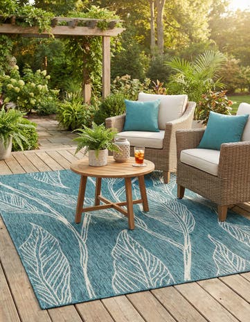 5' 3 x 8' Easy-Clean Botanical Indoor / Outdoor Rug