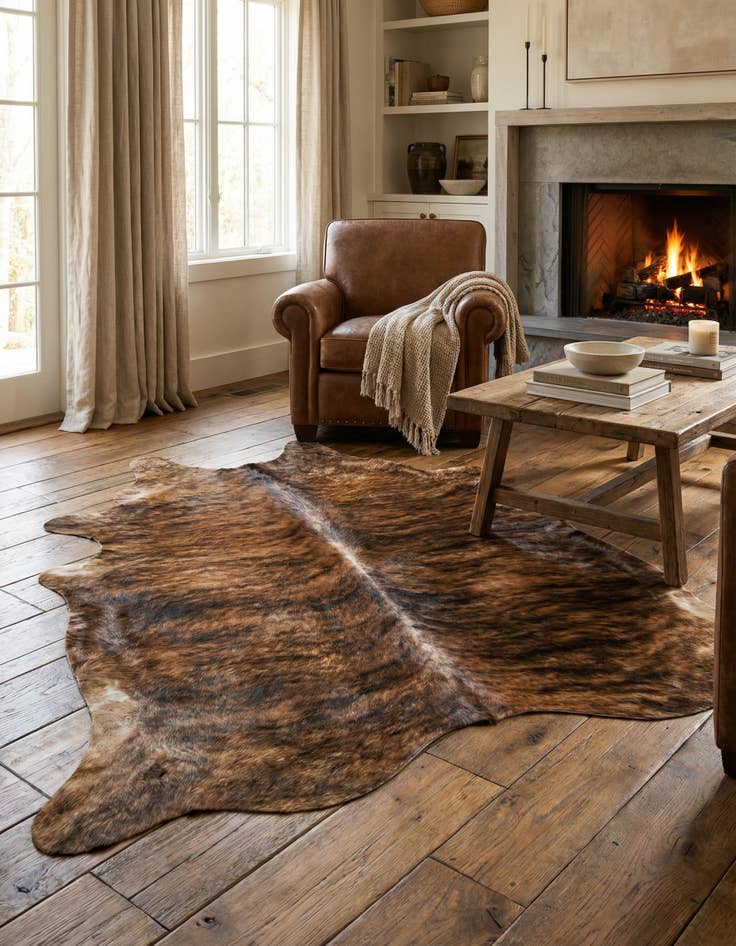 Detail image of 5' 3 x 6' 2 Cowhide Leather Rug