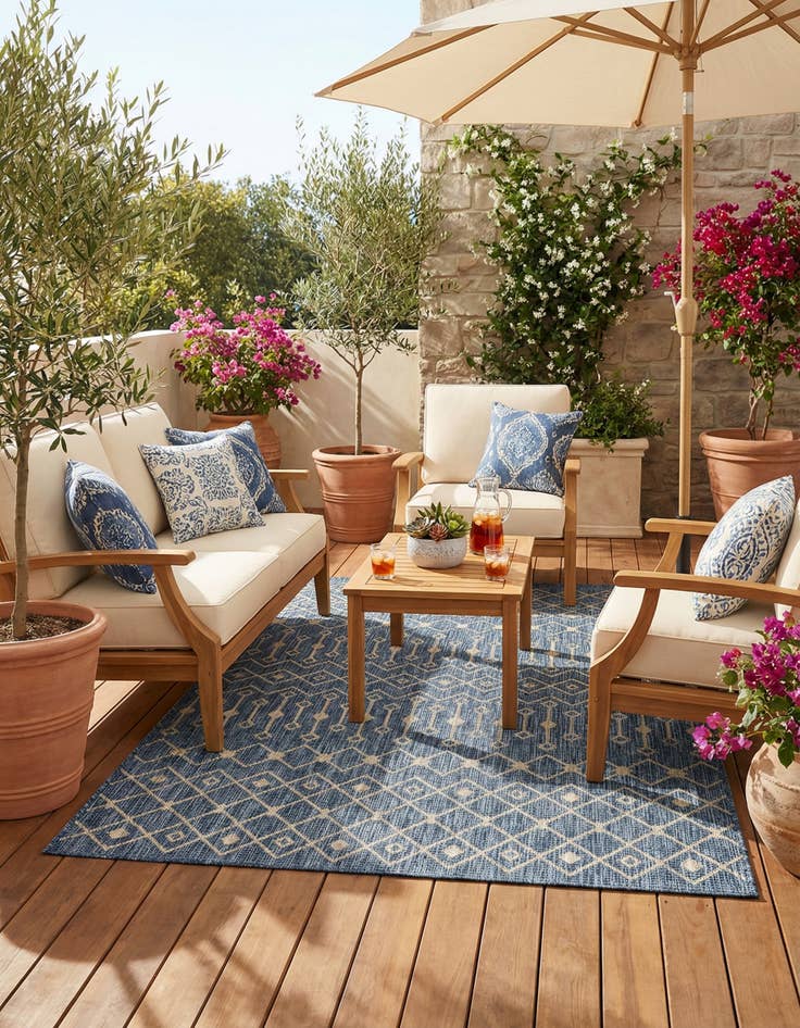 Detail image of 5' 3 x 8' Easy-Clean Trellis Indoor / Outdoor Rug