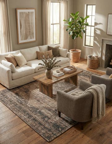 Natural Hand Woven Chenille Jute Rug