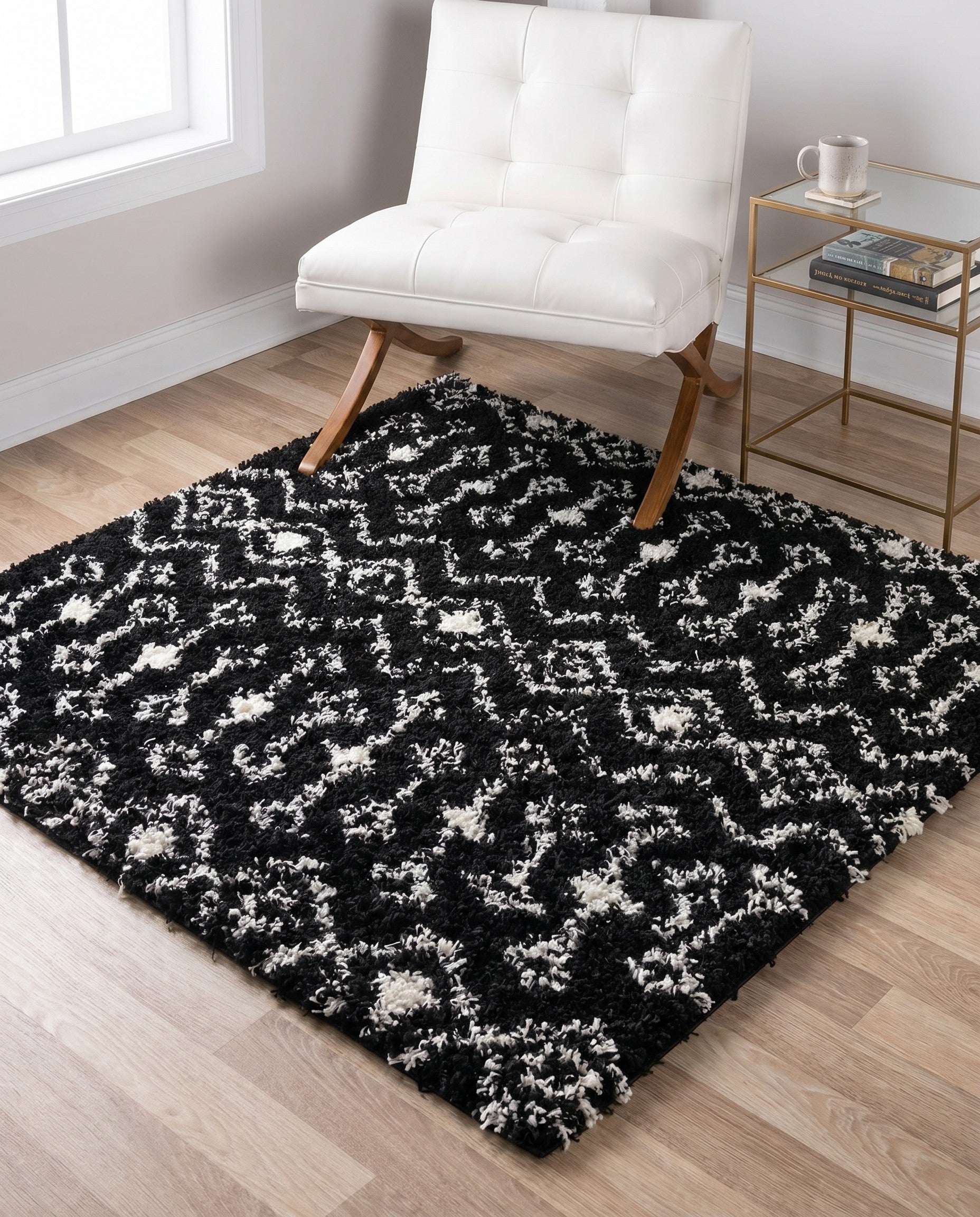 4' x 4' Moroccan Trellis Shag Square Rug