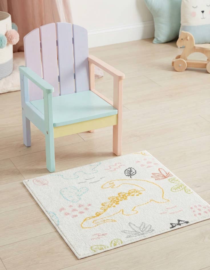 Detail image of 2' 2 x 2' 11 Dinosaur Whimsy Kids Rug