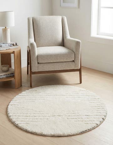 Ivory White Prismatic Round Rug