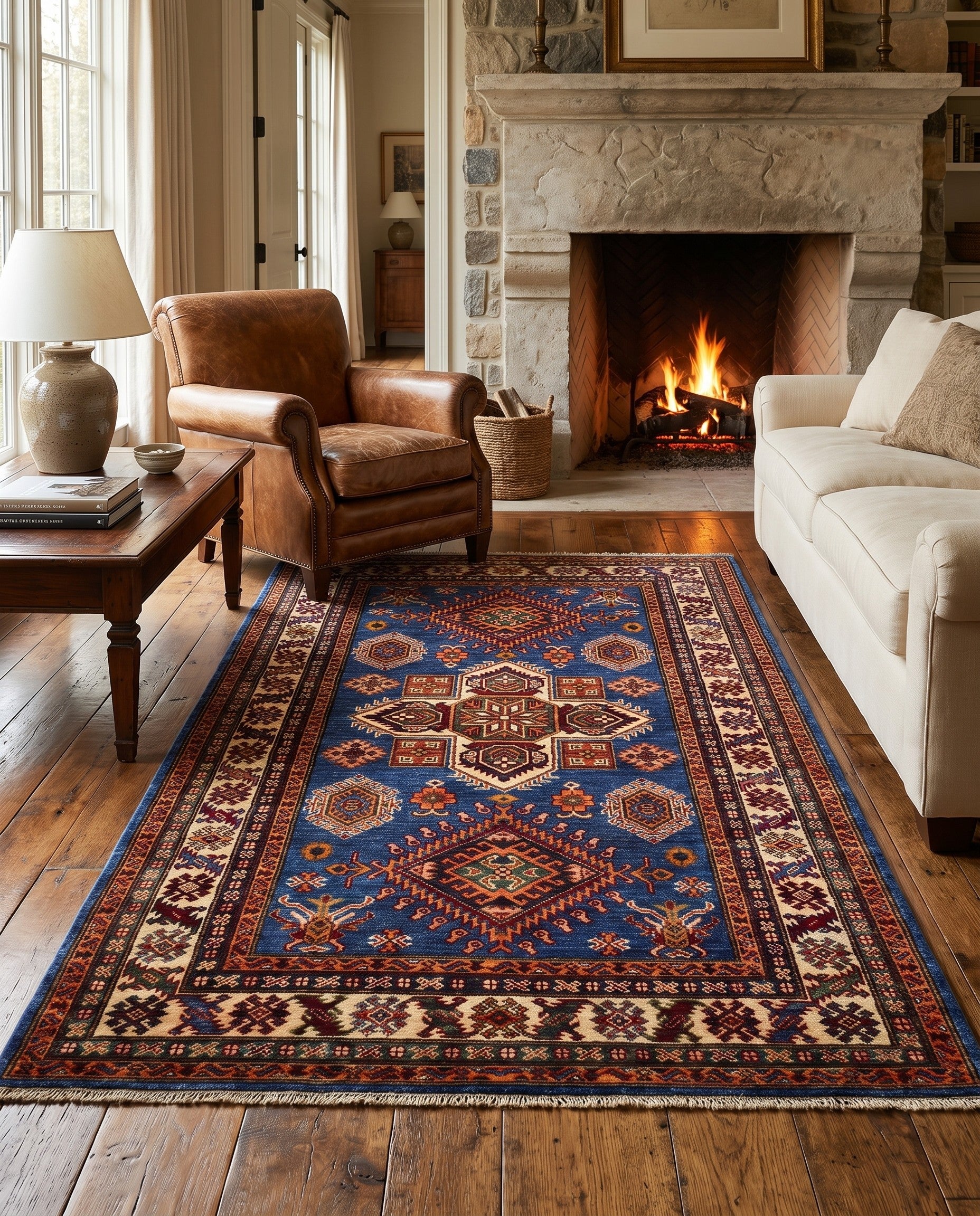 3' 11 x 6' 6 Hand Knotted Kazak Rug
