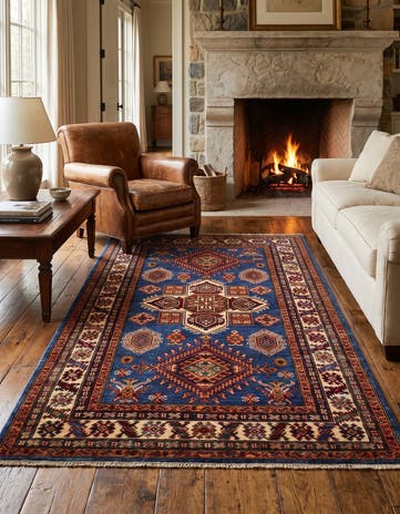 3' 11 x 6' 6 Hand Knotted Kazak Rug