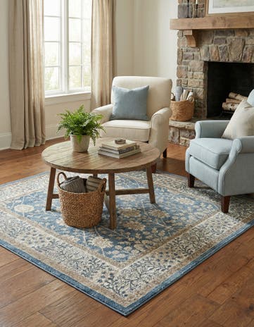 Light Blue Vienna Square Rug