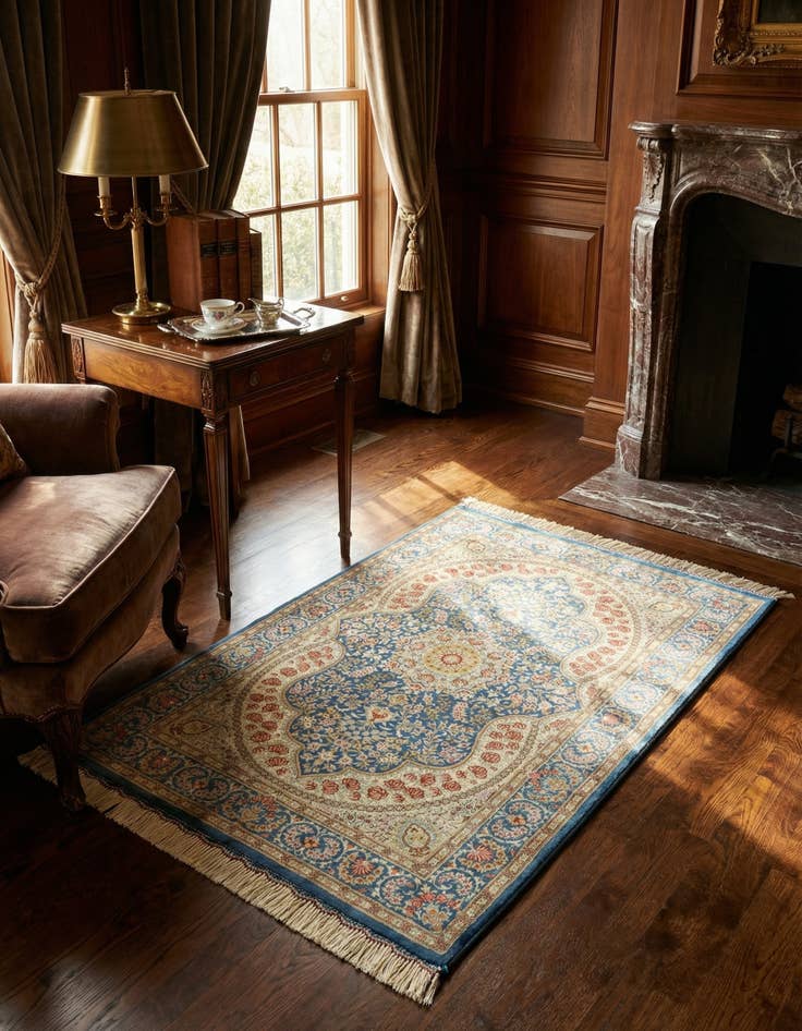 Detail image of 2' 7 x 3' 10 Ghom Silk Rug