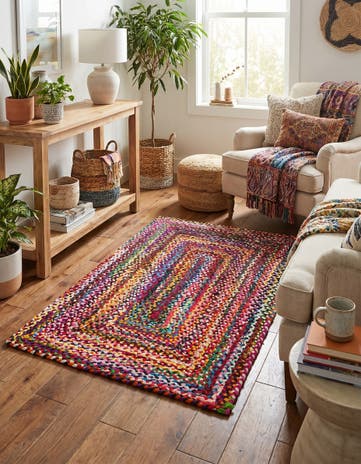 3' 3 x 5' 1 Handmade Braided Chindi Rug