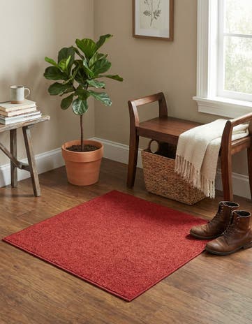 Garnet red Everyday Solid Square Rug