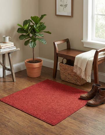 Garnet red Everyday Solid Square Rug