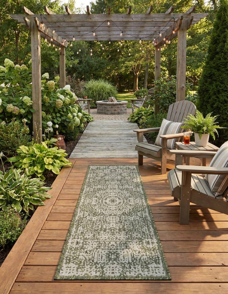 Detail image of 2' x 6' Washable Traditional Indoor / Outdoor Runner Rug