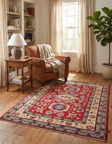 3' 5 x 4' 9 Hand Knotted Kazak Rug