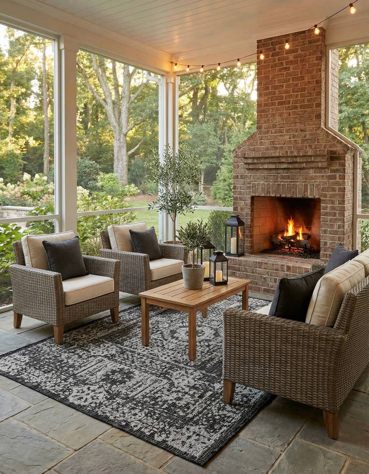 Detail image of 5' 3 x 8' Washable Traditional Indoor / Outdoor Rug